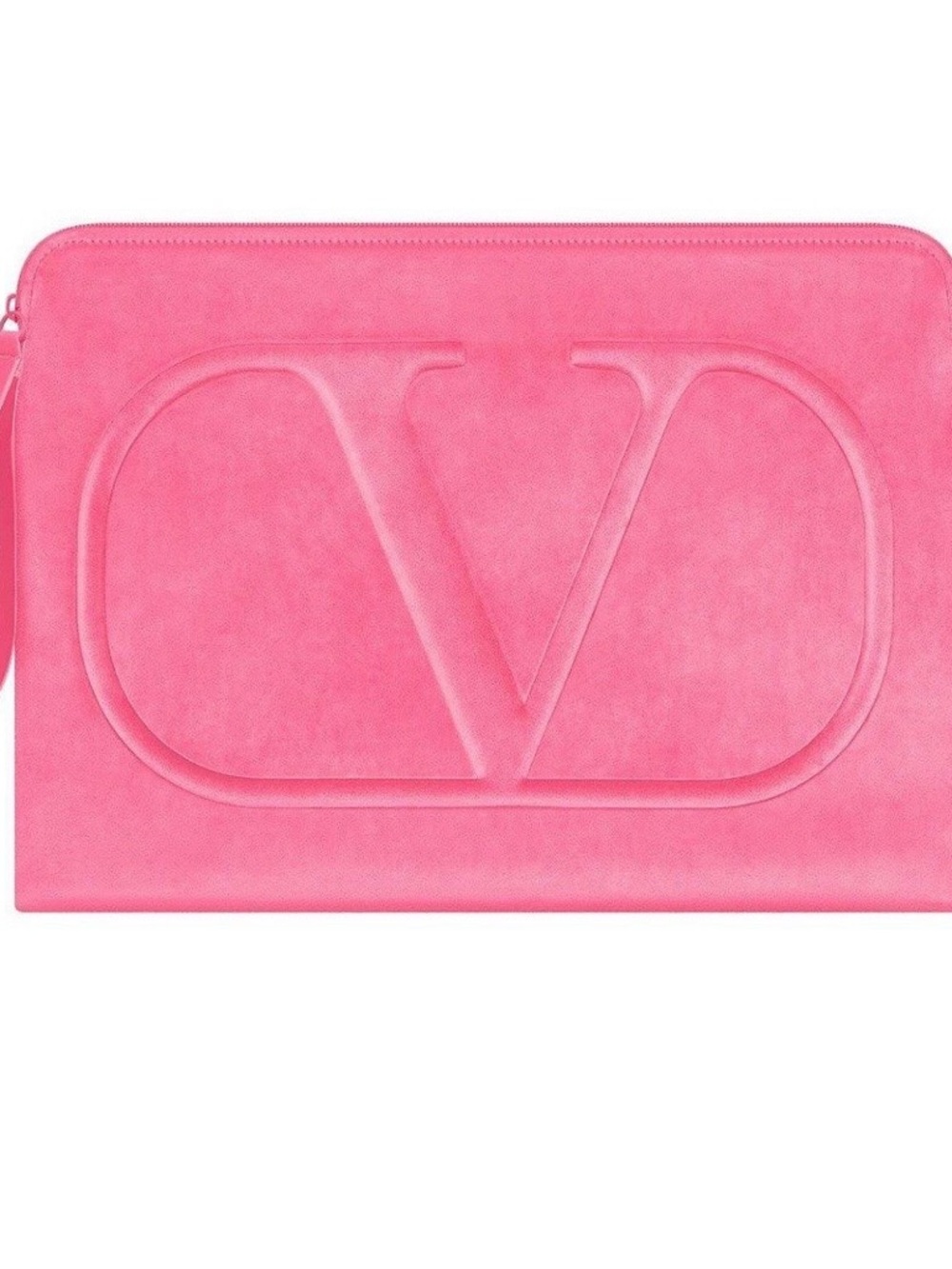 Valentino Pink Embossed V Logo Pouch